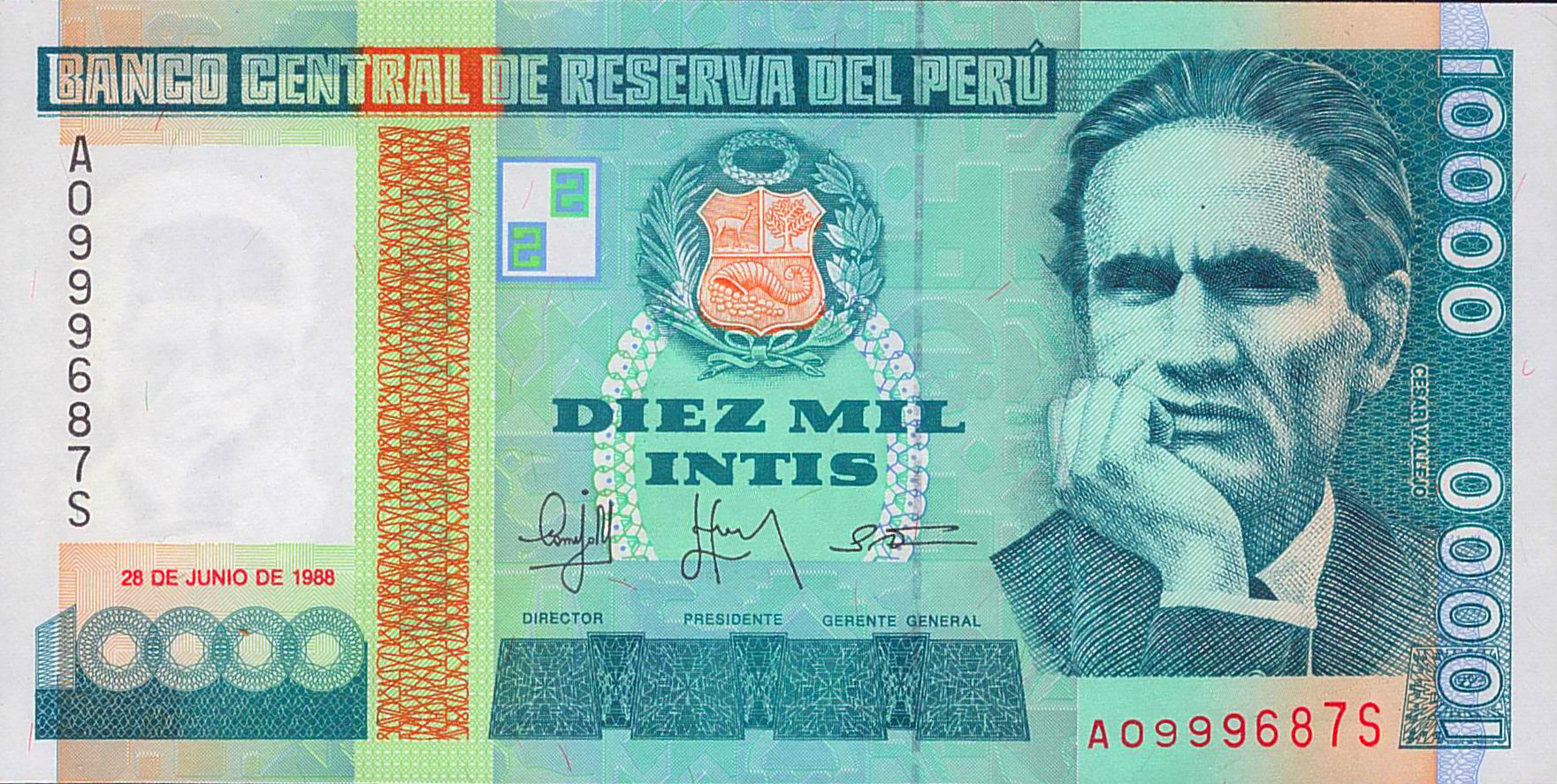 Peru 10000 1988 UNC P-140